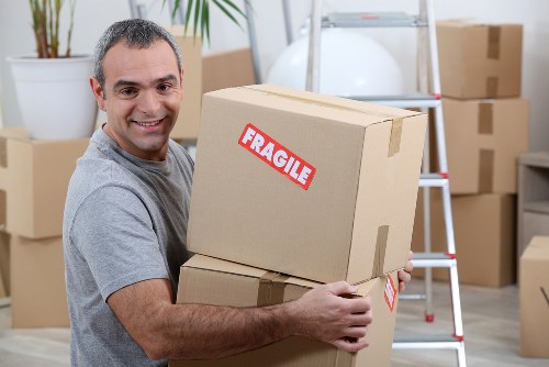 Cardboard boxes and wrapping materials prepared for a Chiswick relocation