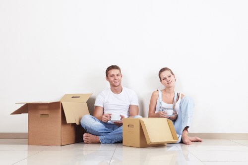 Packed household items ready for transport during a Chiswick removal service