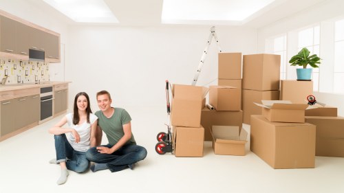 Packed household items ready for transport during a local removal