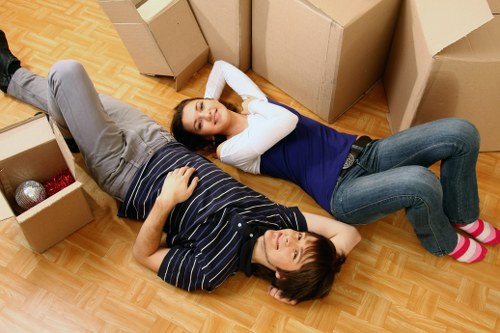 Furniture and boxes being loaded into a van for a Chiswick move